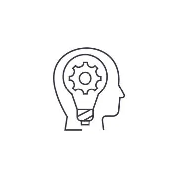 Imagination vector line icon, sign, illustration on background, editable strokes Stock Illustration
