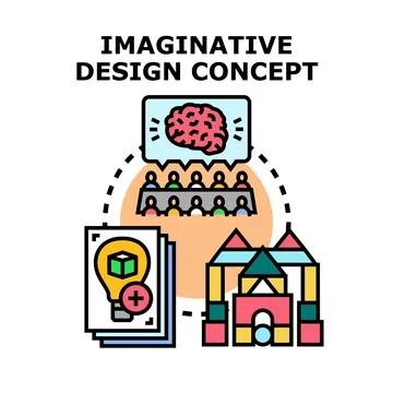 Imaginative creative design concept development process Stockillustratie