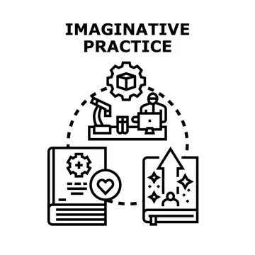 Imaginative practice process transforming ideas into creativity Stock Illustration