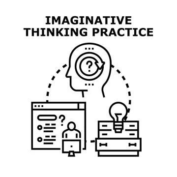 Imaginative thinking practice vector concept illustration Stock Illustration