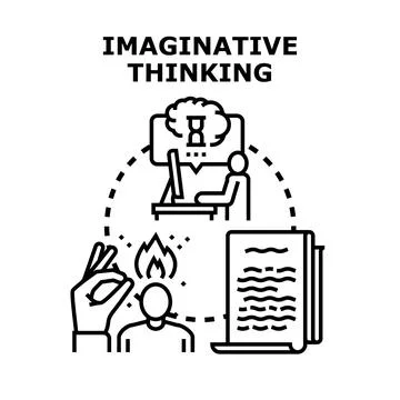 Imaginative thinking process generating creative ideas and solutions Stock Illustration