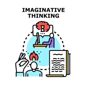 Imaginative thinking process generating creative ideas and solutions Stock Illustration