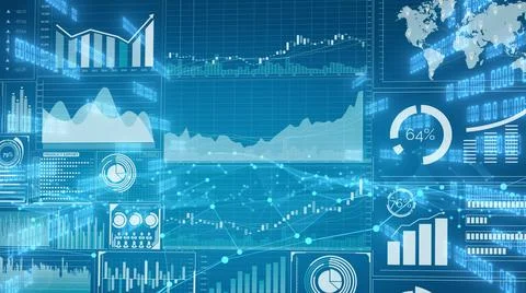 Imaginative visual of business data and financial figures graphic Illustrazione stock