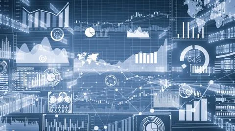 Imaginative visual of business data and financial figures graphic Illustrazione stock