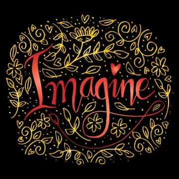 Imagine Hand lettering. Stock Illustration