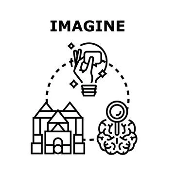 Imagine inspiration finding creative ideas and thinking process Stock Illustration