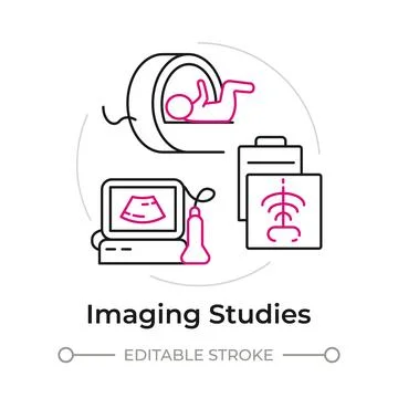 Imaging studies duotone line art concept icon Stock Illustration