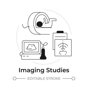 Imaging studies modern flat line concept icon Stock Illustration