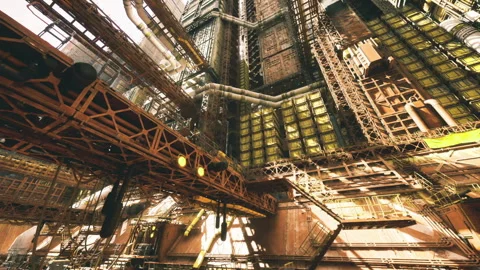 Imagining surveyor moving across iron bridge system inspecting joints Stock Footage 339619411