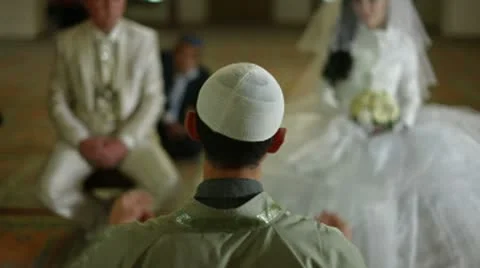 Imam preaching in mosque during wedding ceremony Stock Footage