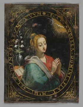 ï»¿Matka Boska ze sceny Zwiastowania. Sadeler, Jan, I (1550-1600), graphic Stock Photos