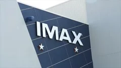 imax cinema reimagined big large poster , Stock Video
