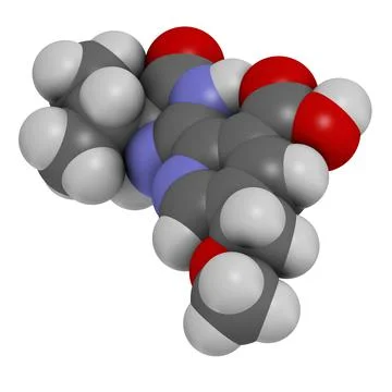 Imazamox herbicide molecule. 3D rendering. Stock-Illustration