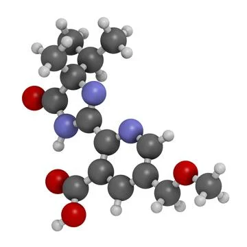 Imazamox herbicide molecule. 3D rendering. Stock-Illustration
