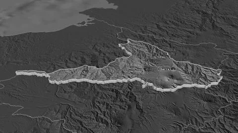 Imbabura, Ecuador. Bilevel elevation map with surface waters Stock Illustration