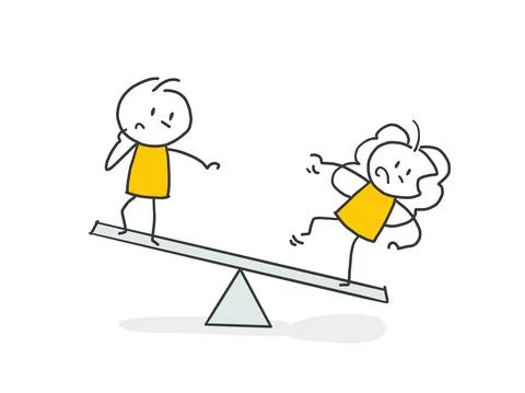 Imbalance comparison concept. Flat vector character illustration Stock Illustration
