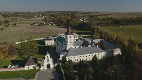 Imbramowice, monastery drone aerial view Video stock 220451201