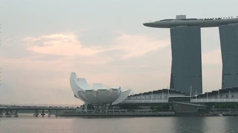Ime Lapse of clouds rolling by Marina Bay Sands Singapore Video stock 35408125