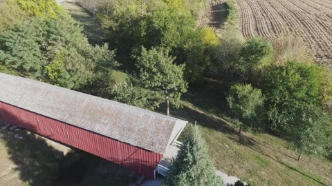 Imes Covered Bridge in Madison County Iowa Stock Footage 263874529