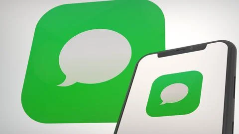 IMessage app logo in mobile display screen and background editorial Stock Photos