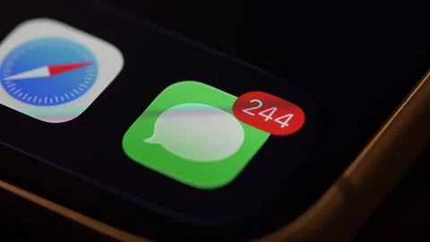 IMessage App Opening on Smartphone Screen Stock Footage 343441888