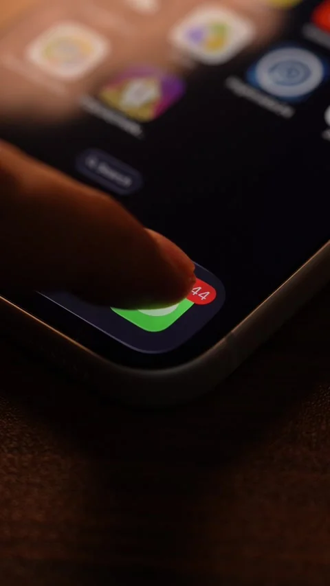 IMessage App Opening on Smartphone Screen Stock Footage 343441976