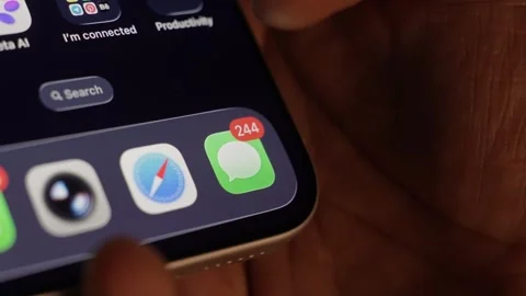 IMessage App Opening on Smartphone Screen Stock Footage 347065685