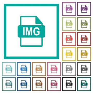 IMG file format flat color icons with quadrant frames Stockillustratie