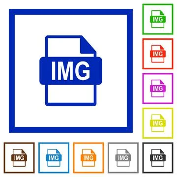 IMG file format flat framed icons Stock Illustration