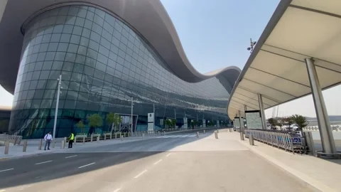 IMG A modern architectural landmark, Zayed International Airport Stock Footage 341712290