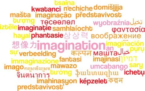 Imigination multilanguage wordcloud background concept Illustrazione stock