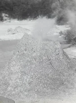 ï»¿Miniture Volcano - Whakarewarewa, 1920s, Bay of Plenty, maker unknown.  Stock Photos