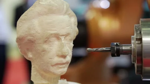 An imitation of the creation of a bust of Albert Einstein. Stock Footage 155173628