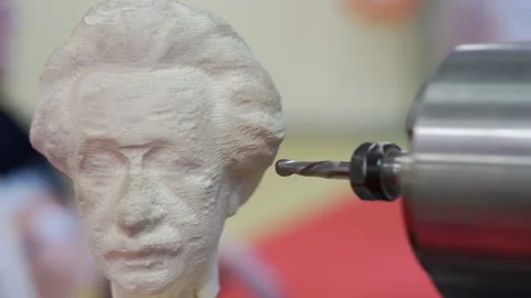 An imitation of the creation of a bust of Albert Einstein. Stock Footage 156521730