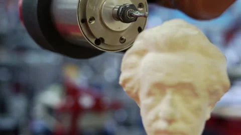 An imitation of the creation of a bust of Albert Einstein. Stock Footage 156521928