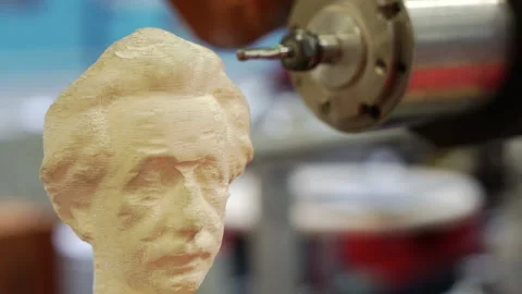 An imitation of the creation of a bust of Albert Einstein. Stock Footage 156977488