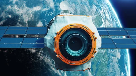 Imitation of the docking of the Space Module with the Space Station in the or Stock Footage 242794483