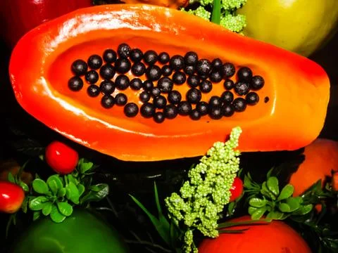 Imitation fruit display Stock Photos