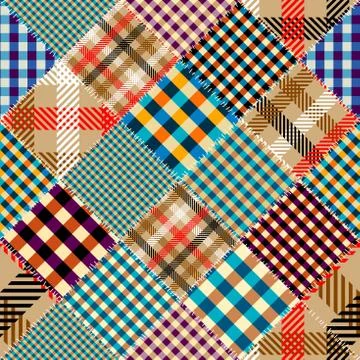 Imitation of a plaid patchwork. Seamless pattern background. Stock Illustration