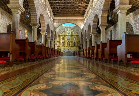 Immaculate Conception Cathedral Interior in Barichara - Colombia Stock Photos
