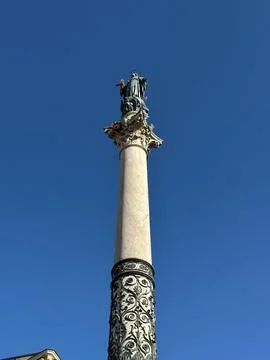 Immaculate Conception Column Statue Detail in Rome Stock-Fotos