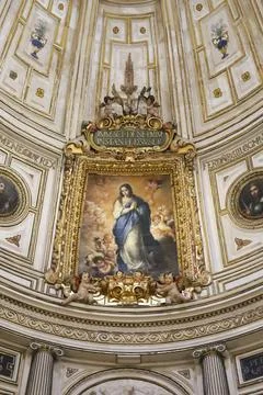 Immaculate Conception painting in The Chapter House of The Cathedral of Sev.. 스톡 사진