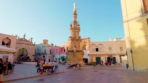 Immaculate Conception Spire in Piazza Salandra, Nardò Stock Footage 315936828