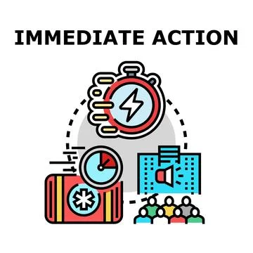 Immediate action concept showing emergency response and urgent decision makin Stock Illustration