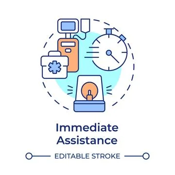 Immediate assistance multi color concept icon Stock Illustration