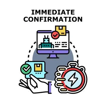 Immediate confirmation concept with fast and automated process Stock Illustration