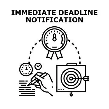 Immediate deadline notification concept with task management Stock Illustration