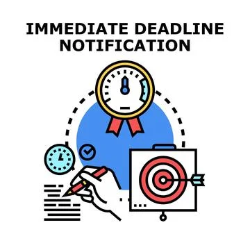 Immediate deadline notification concept with task management Stock Illustration