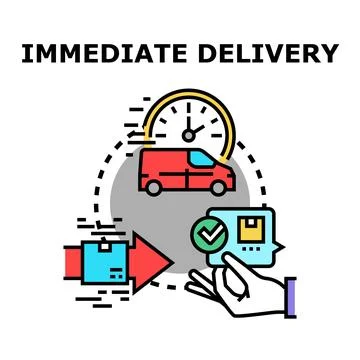 Immediate delivery service concept receiving order swiftly Stock Illustration