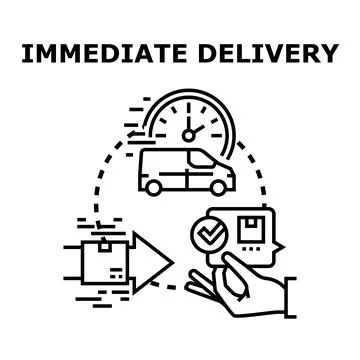 Immediate delivery service concept receiving order swiftly Stock Illustration